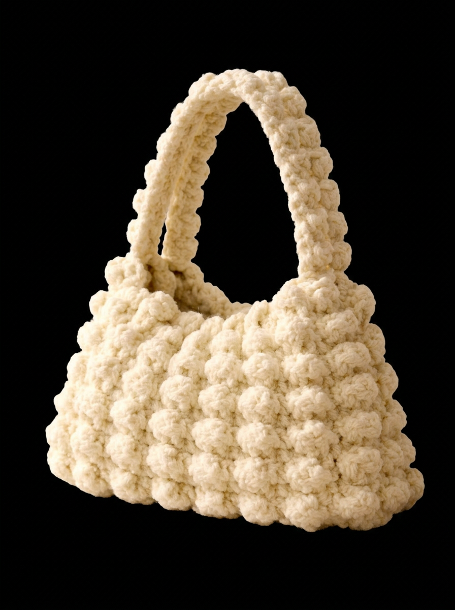 Handmade crochet bag — luxury crochet handbag with bobble stitch texture by MadebyKaira